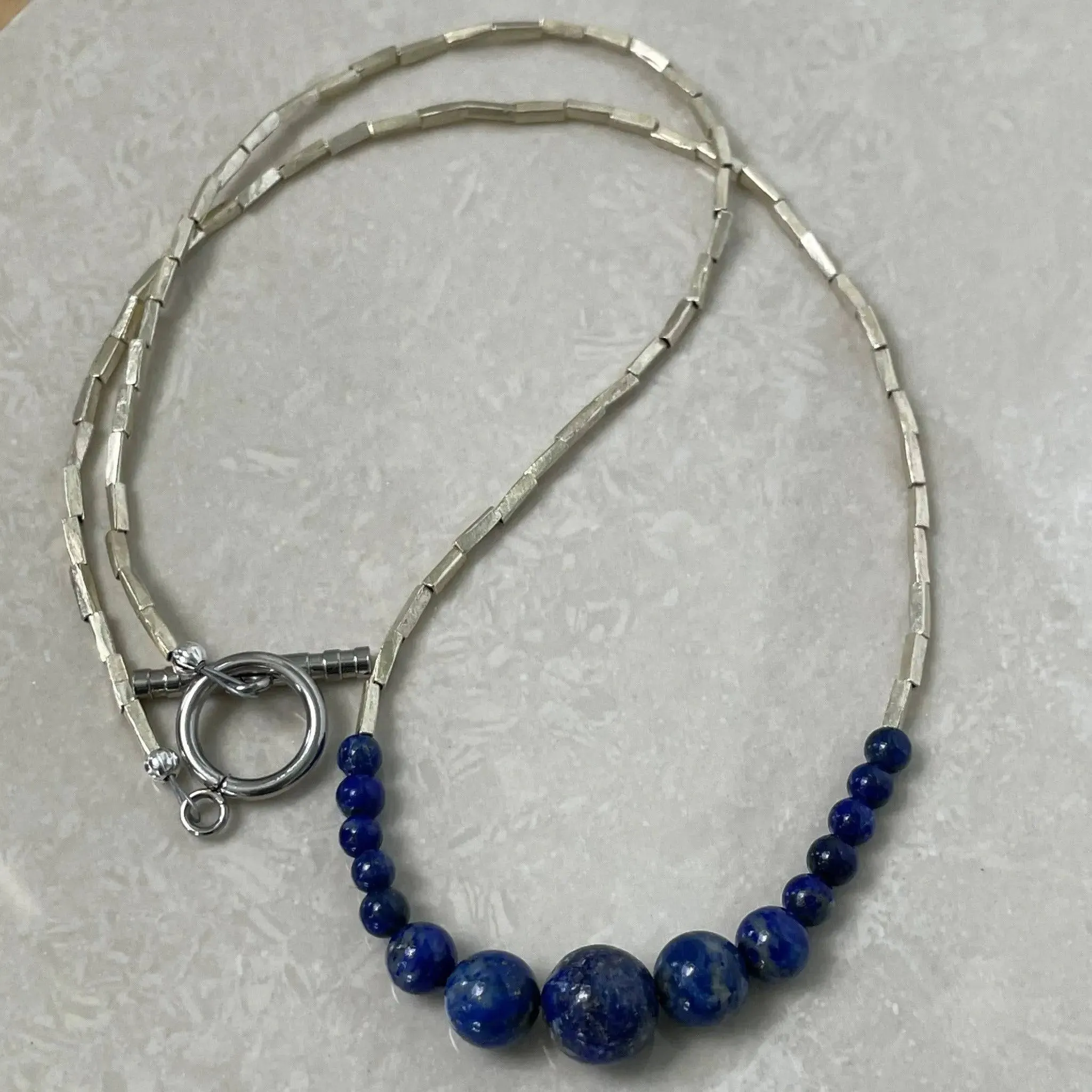 Lapis Lazuli & Ethiopian Metal Bead Necklace