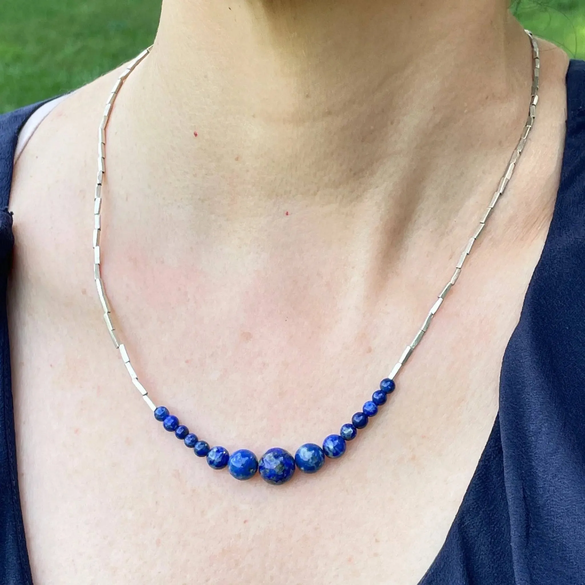 Lapis Lazuli & Ethiopian Metal Bead Necklace