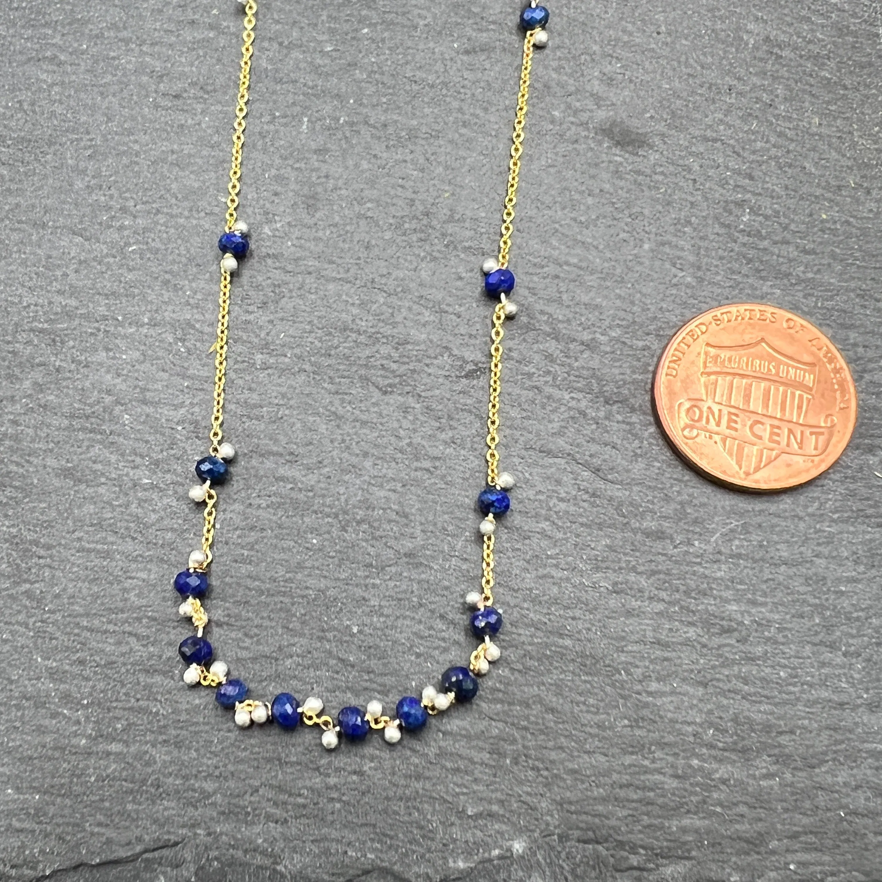 Little Rondelle Necklace - GF Lapis Lazuli