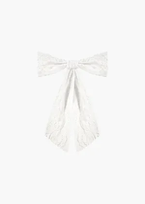 Lucia Lace Bow Barrette -- White