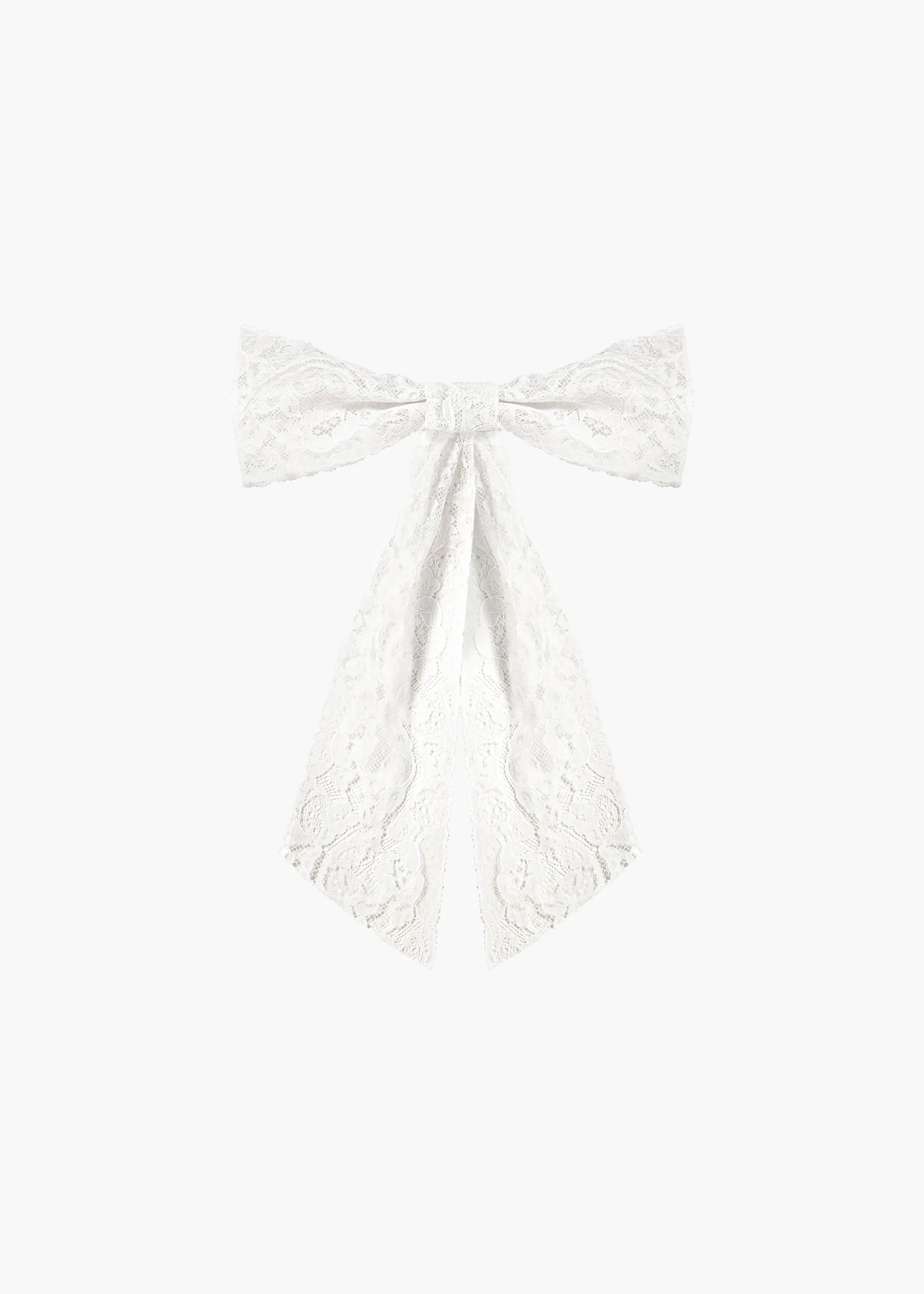 Lucia Lace Bow Barrette -- White