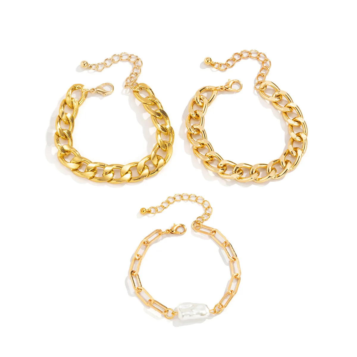 Metal Special-Shaped Imitation Pearl Set Bracelet