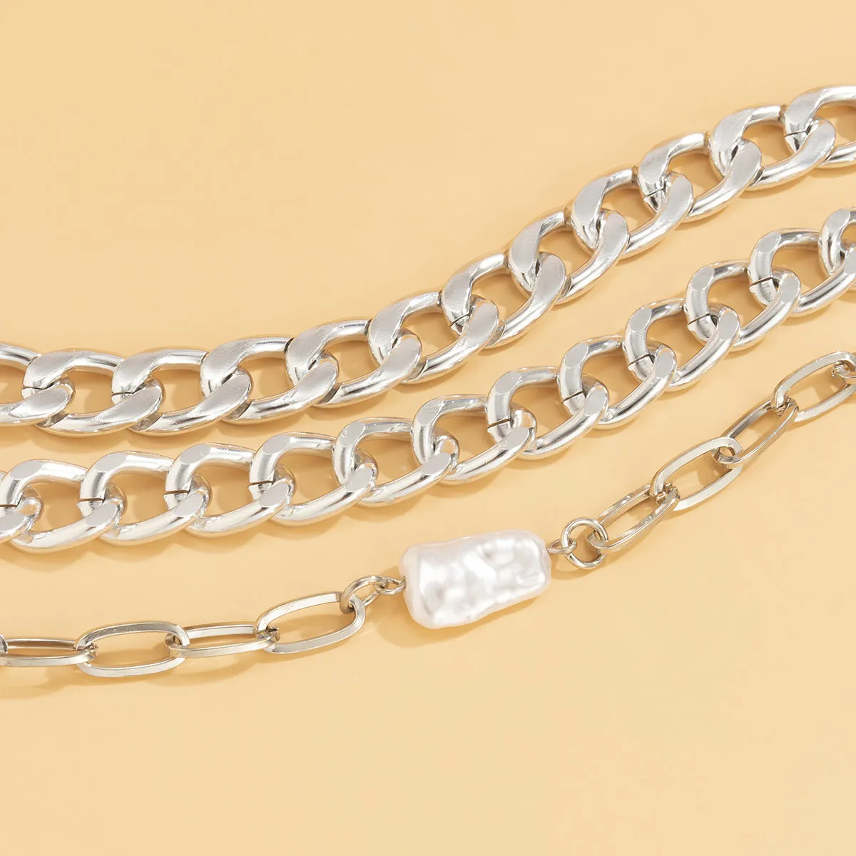 Metal Special-Shaped Imitation Pearl Set Bracelet