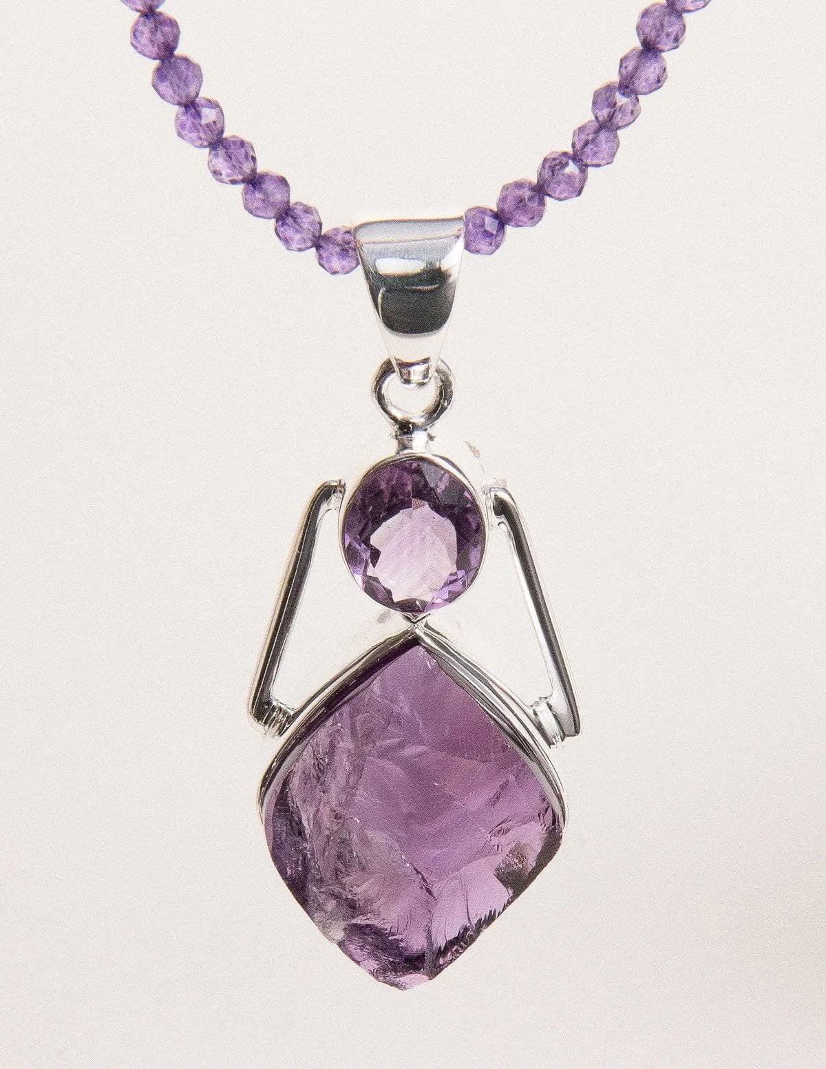Natural Amethyst Beaded Necklace - One of a Kind