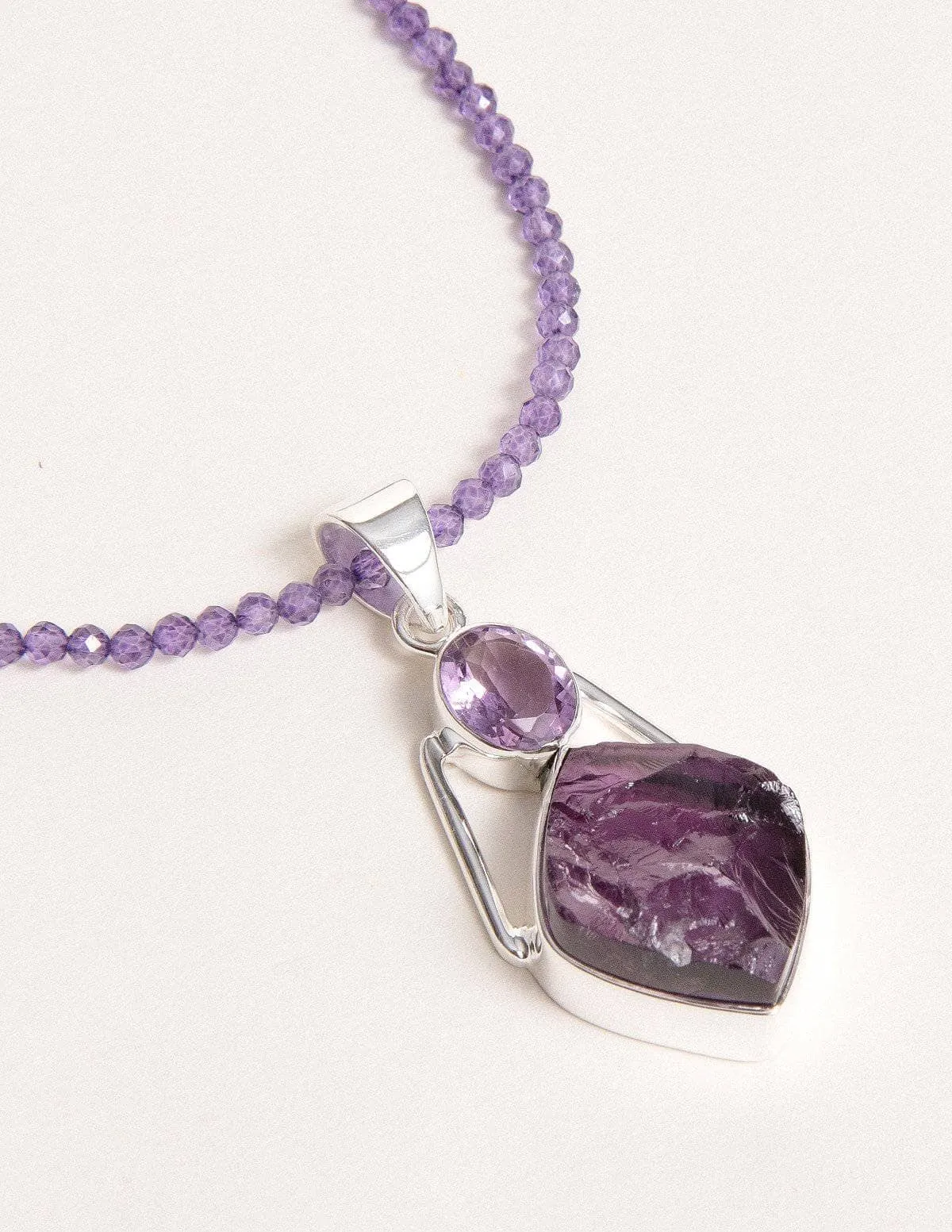 Natural Amethyst Beaded Necklace - One of a Kind