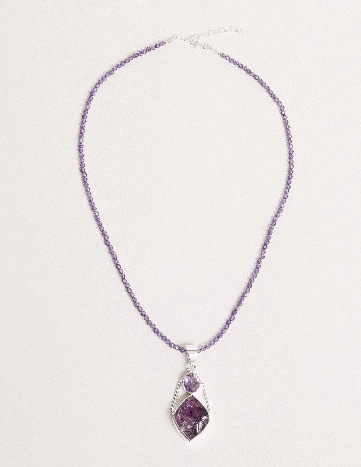 Natural Amethyst Beaded Necklace - One of a Kind