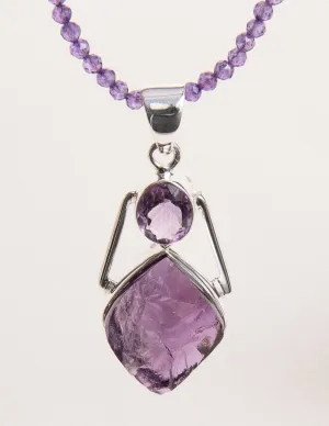 Natural Amethyst Beaded Necklace - One of a Kind