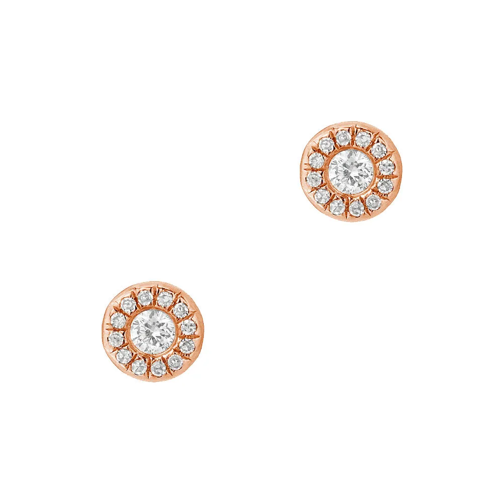 Petite Diamond Halo Post Earrings