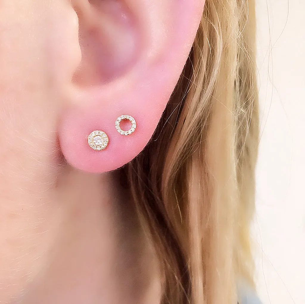 Petite Diamond Halo Post Earrings