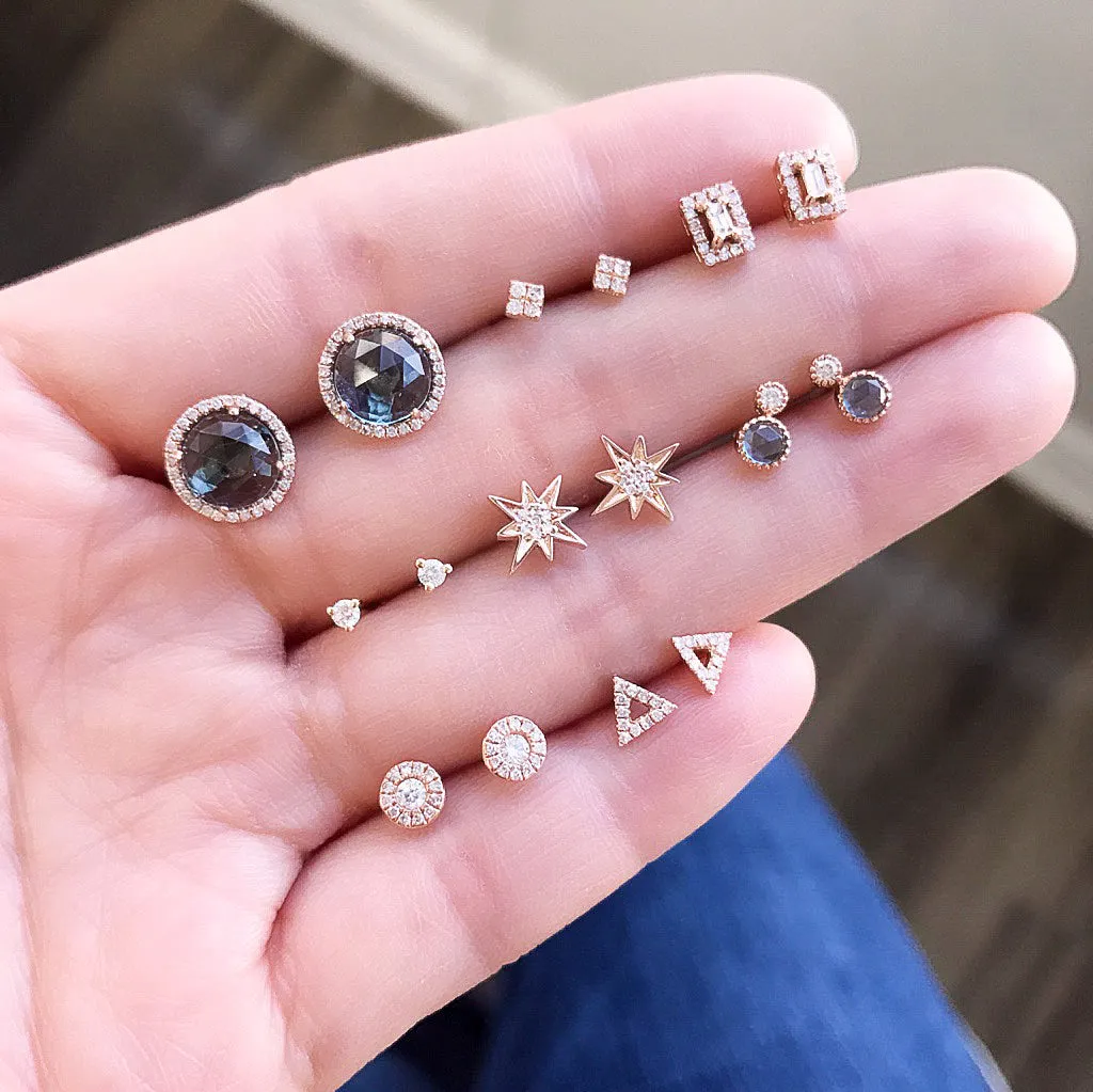 Petite Diamond Halo Post Earrings