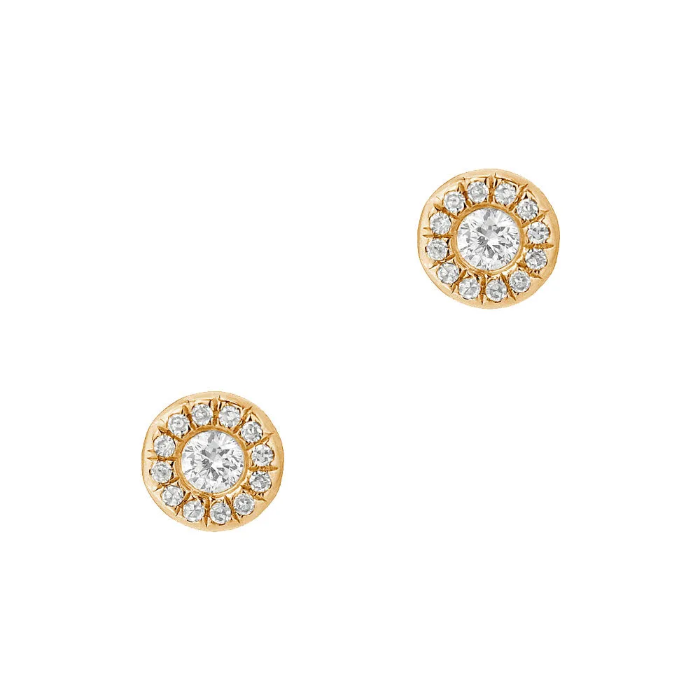 Petite Diamond Halo Post Earrings