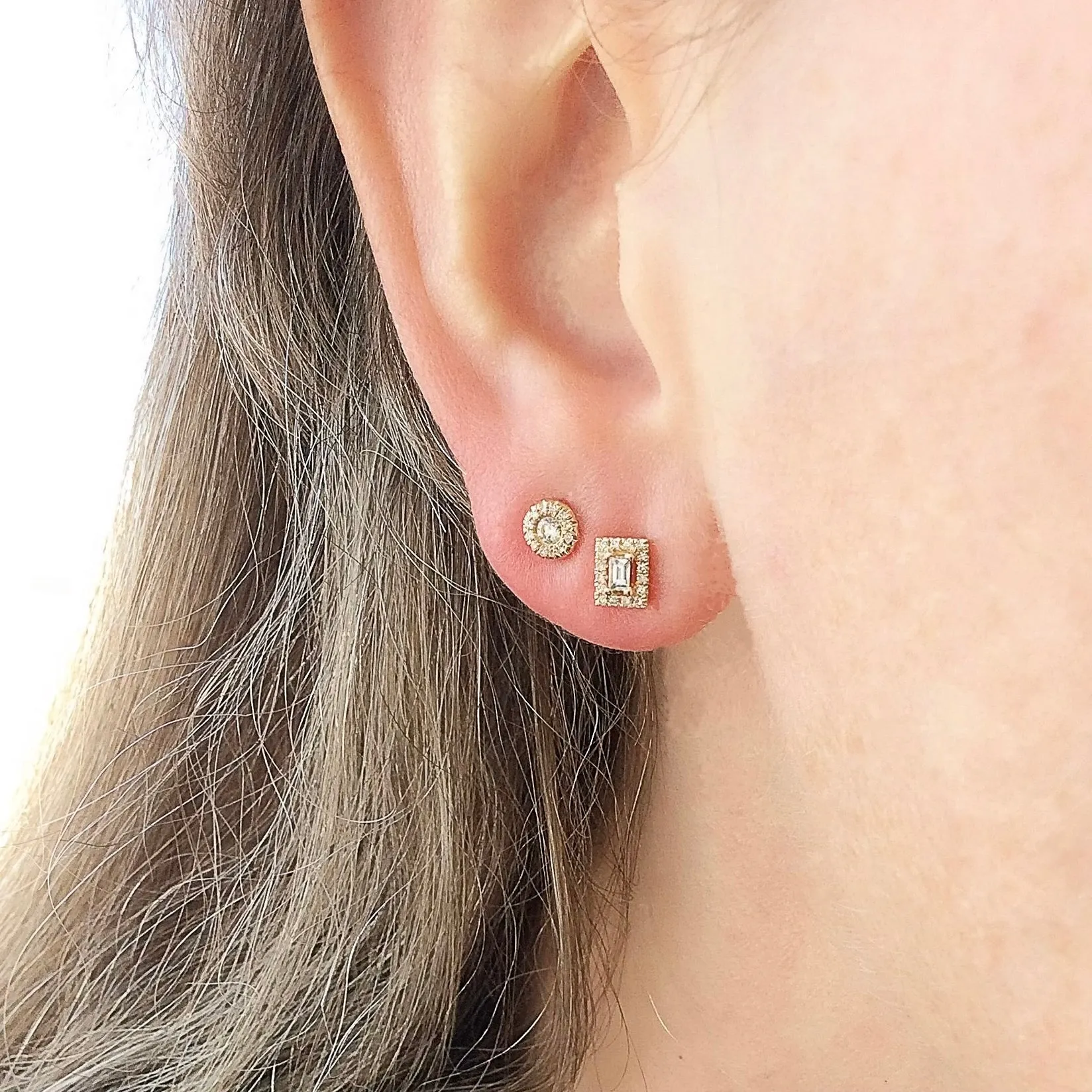 Petite Diamond Halo Post Earrings