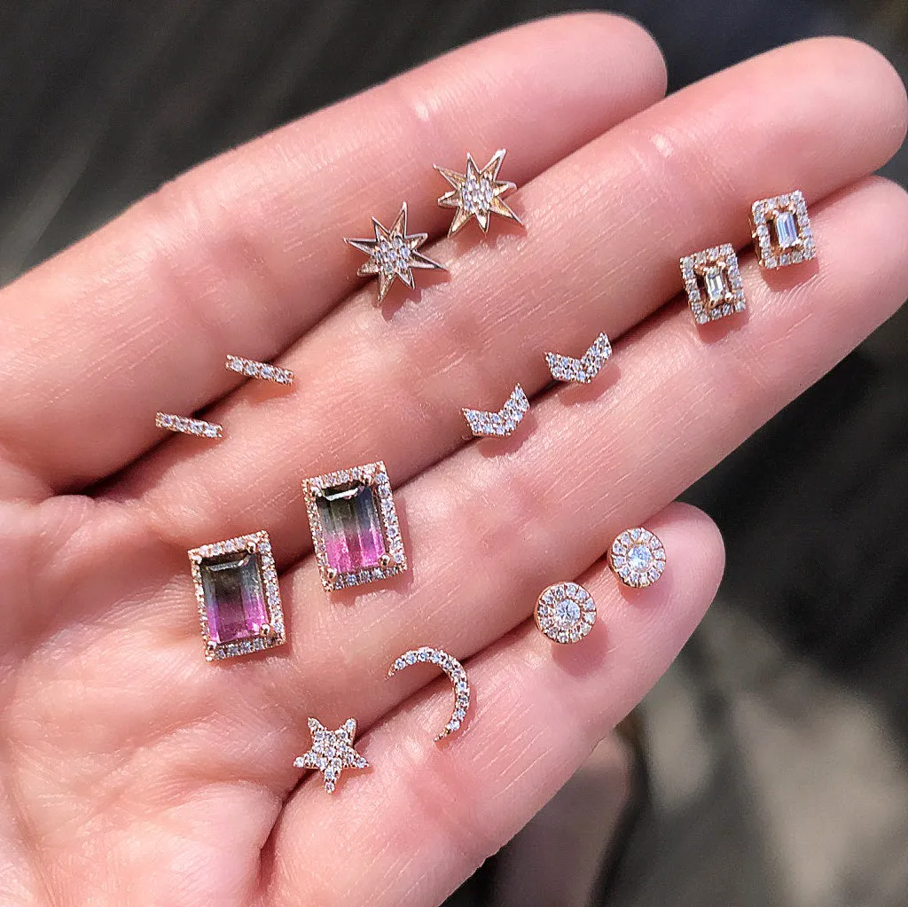 Petite Diamond Halo Post Earrings