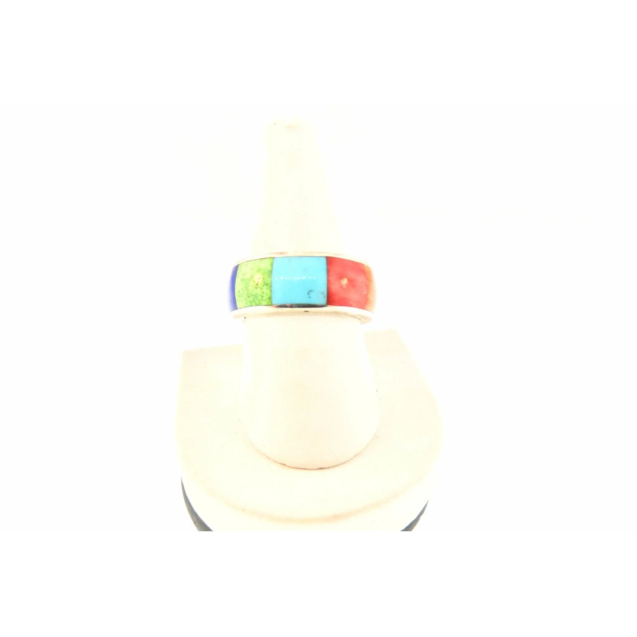 Peyote Bird Multi Stripe Inlay Stone Silver Band