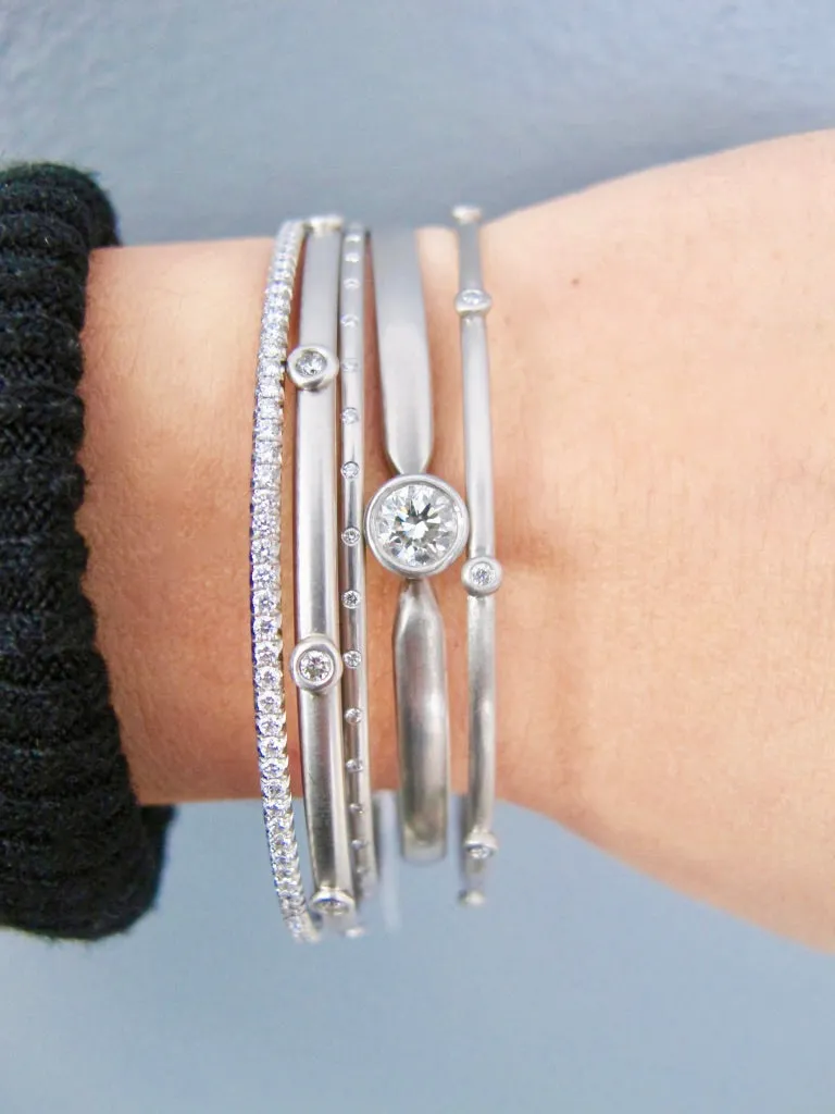 Platinum Diamond Solitaire Bangle Bracelet