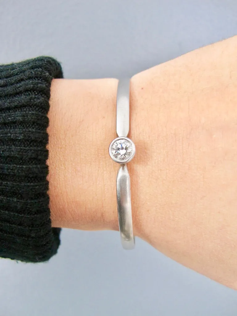 Platinum Diamond Solitaire Bangle Bracelet