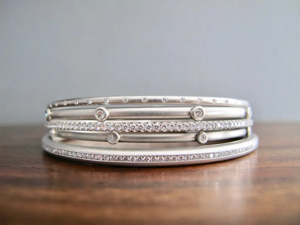 Platinum Micro Pave Diamond Bangle