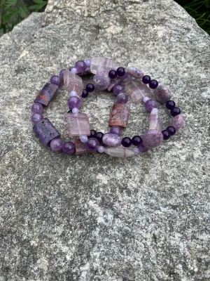 Purple bracelet stack