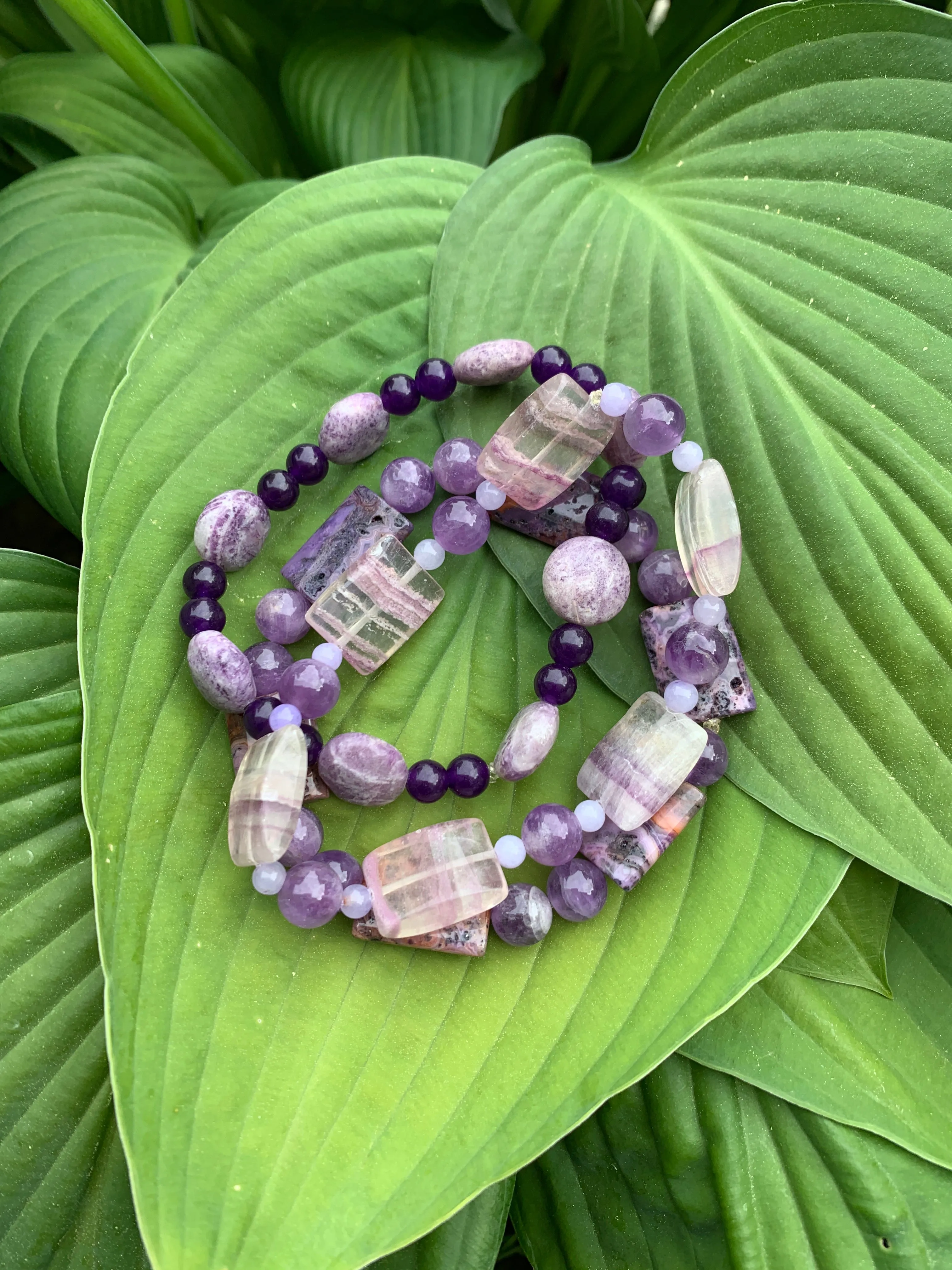 Purple bracelet stack