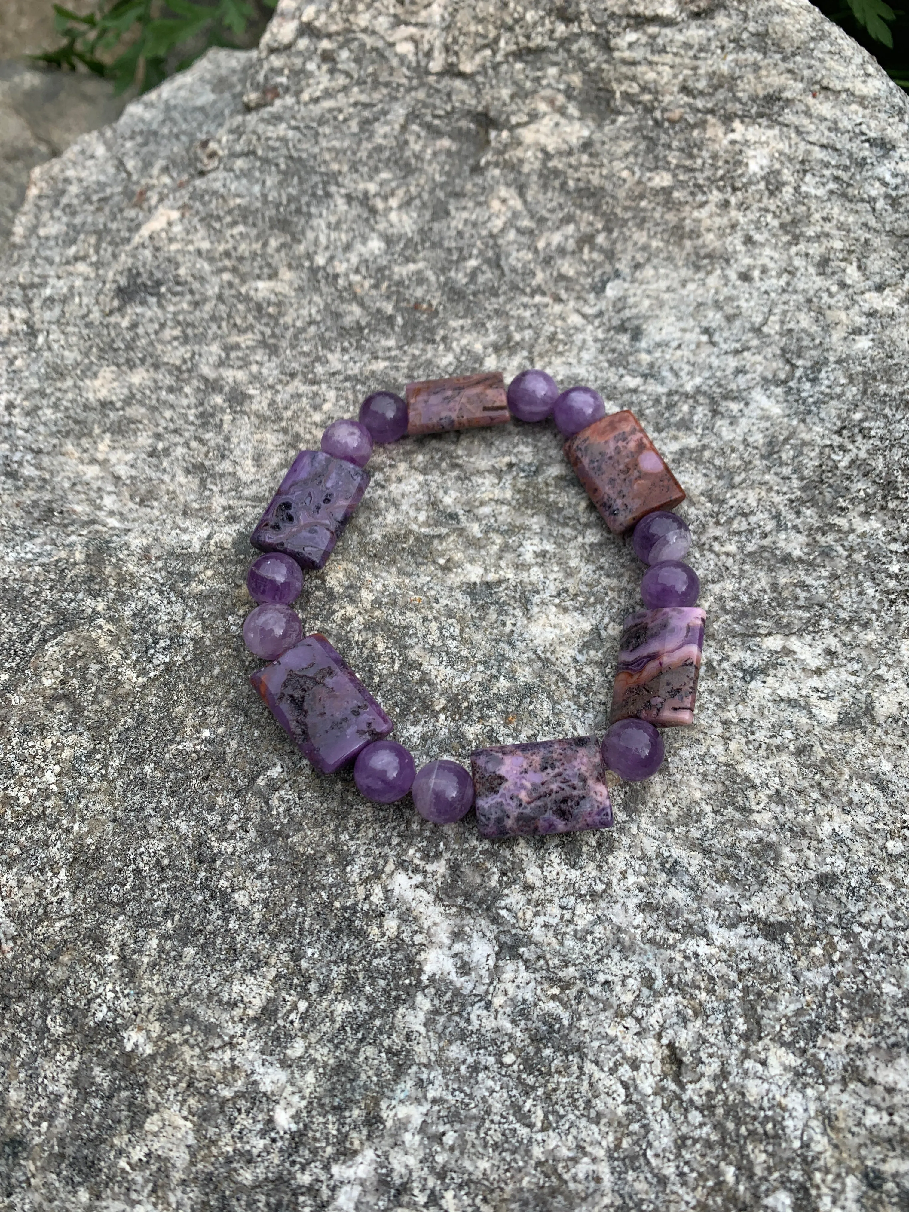 Purple bracelet stack