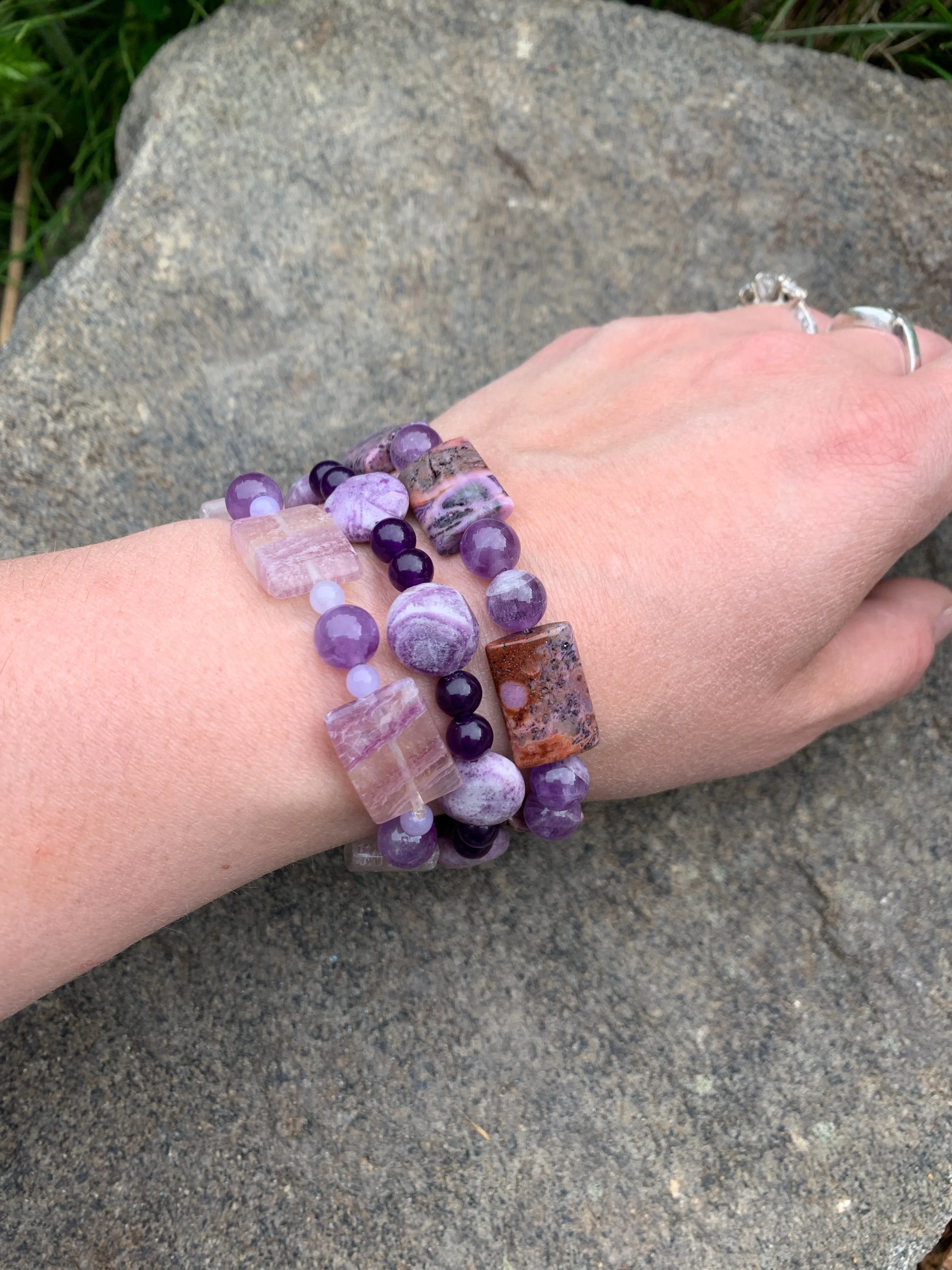 Purple bracelet stack