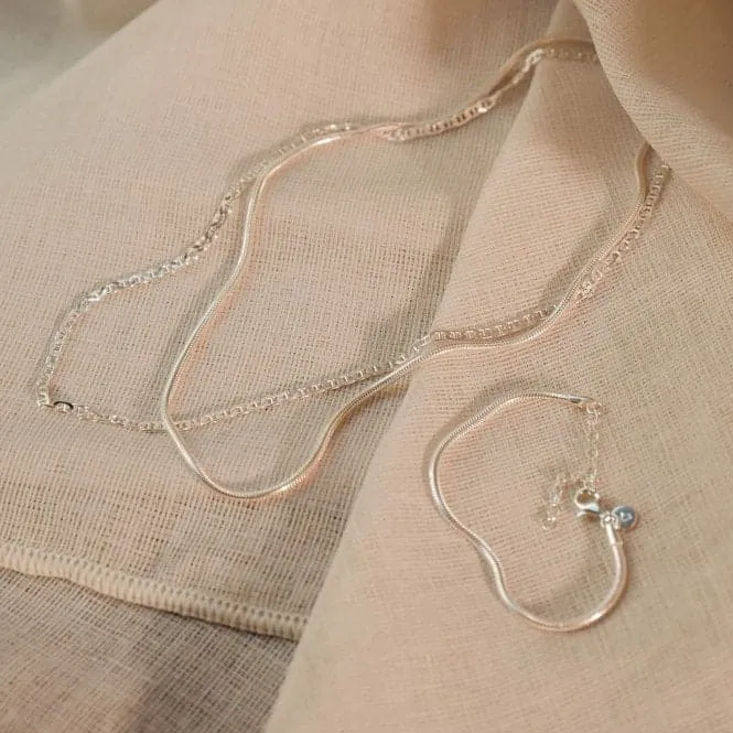 Round Snake Chain Sterling Silver Bracelet RBR06_SLV