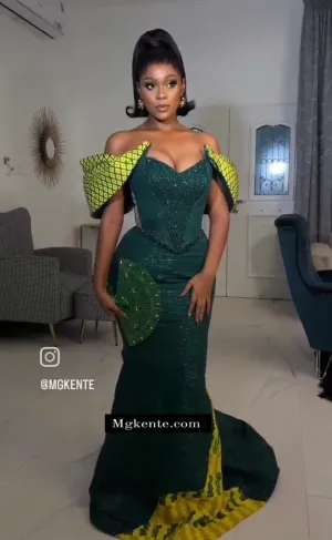 Royal Hand Weaved Kente Wedding/ Event Dress D159