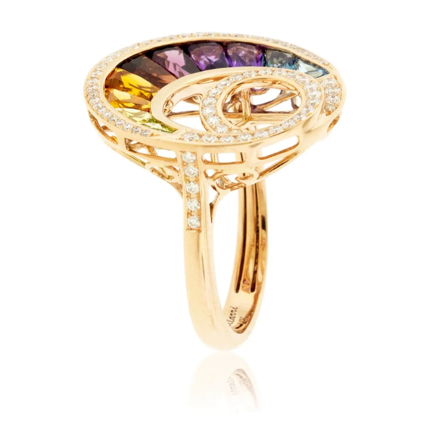 Step Cut Mixed Gemstone Rainbow Circle Ring