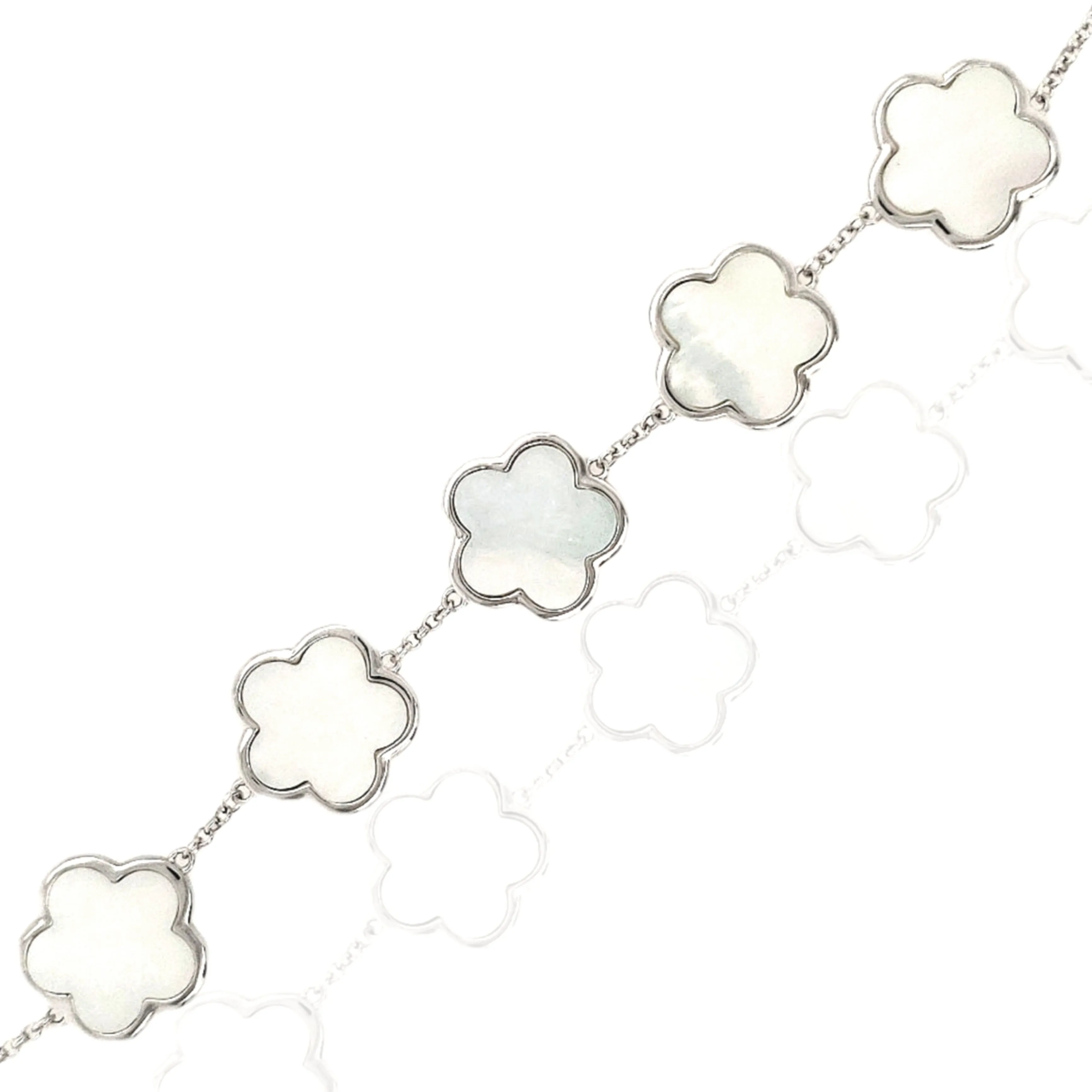 Sterling Silver 5 Flower Mother of Pearl Bracelet