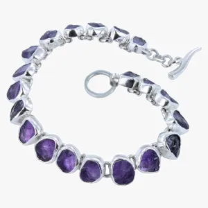 Sterling Silver and Rough Amethyst Bracelet