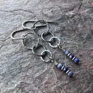 Sterling Silver Lapis Earrings Beaded