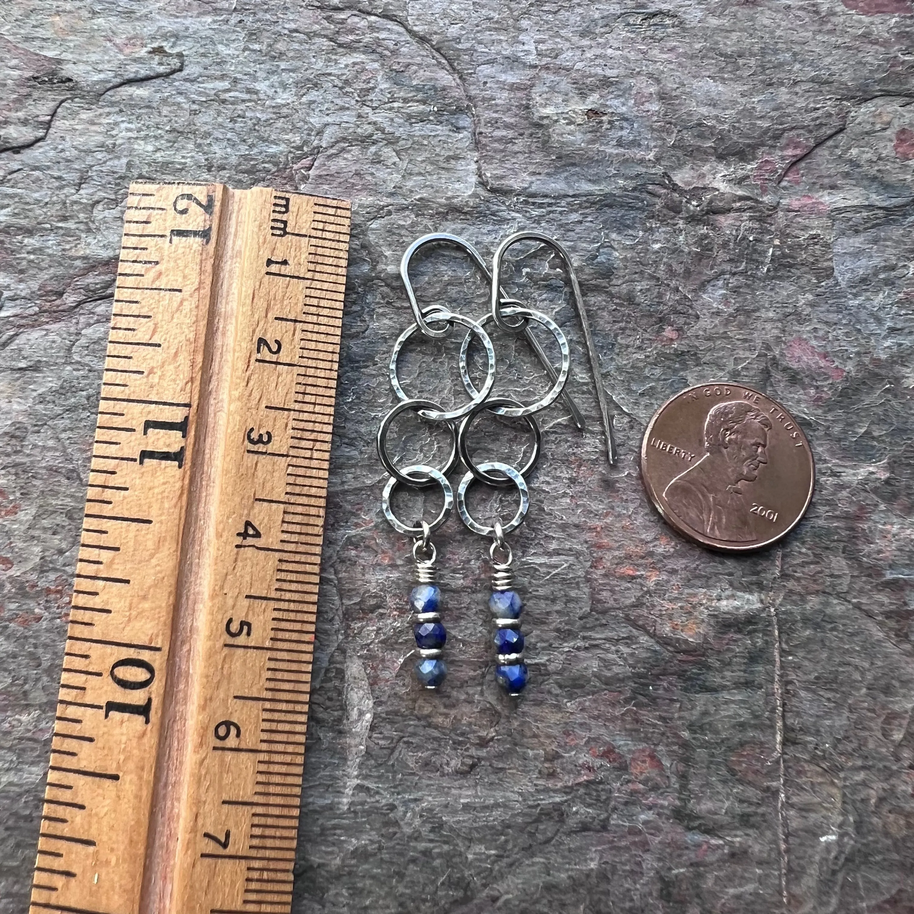 Sterling Silver Lapis Earrings Beaded