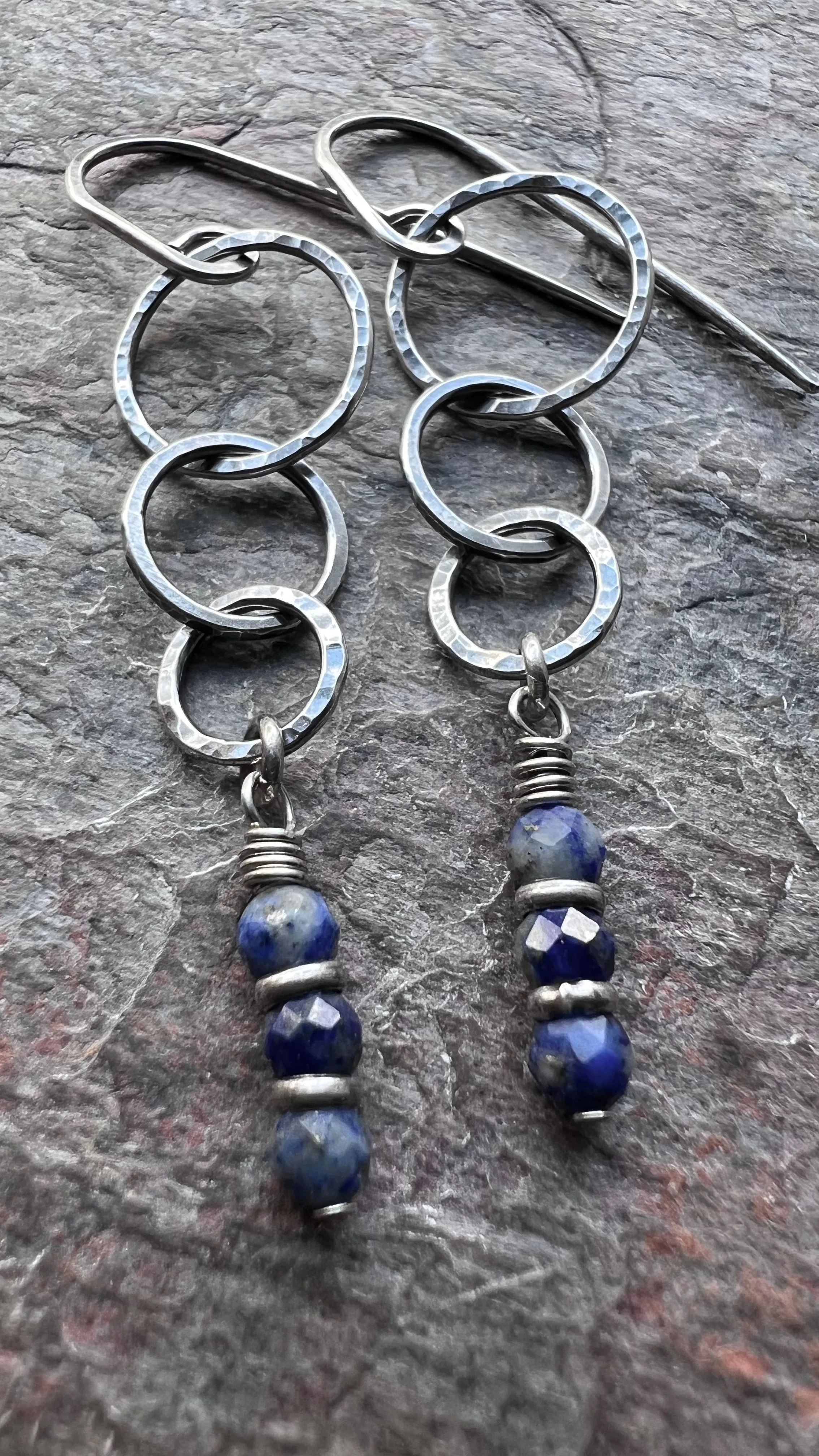 Sterling Silver Lapis Earrings Beaded