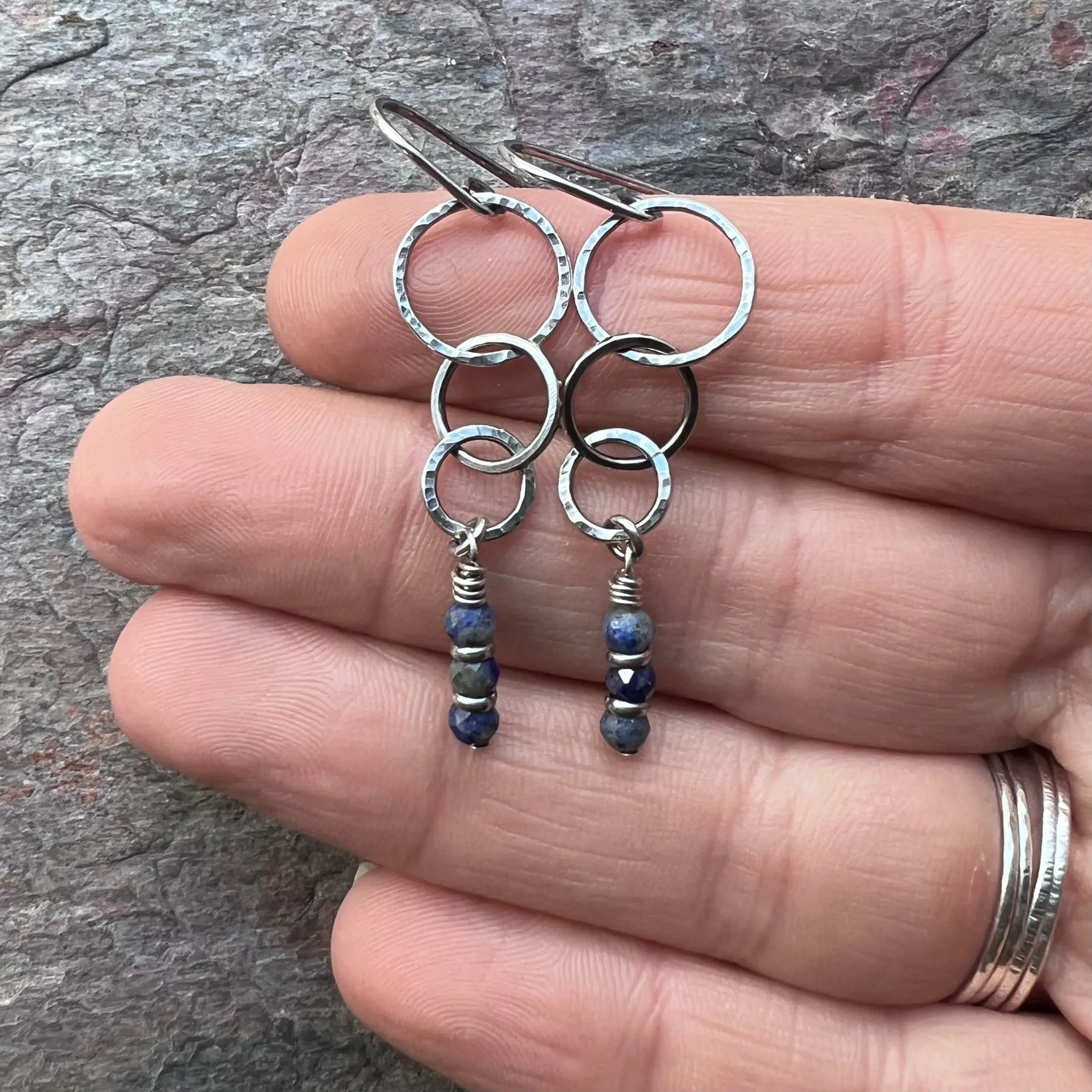 Sterling Silver Lapis Earrings Beaded