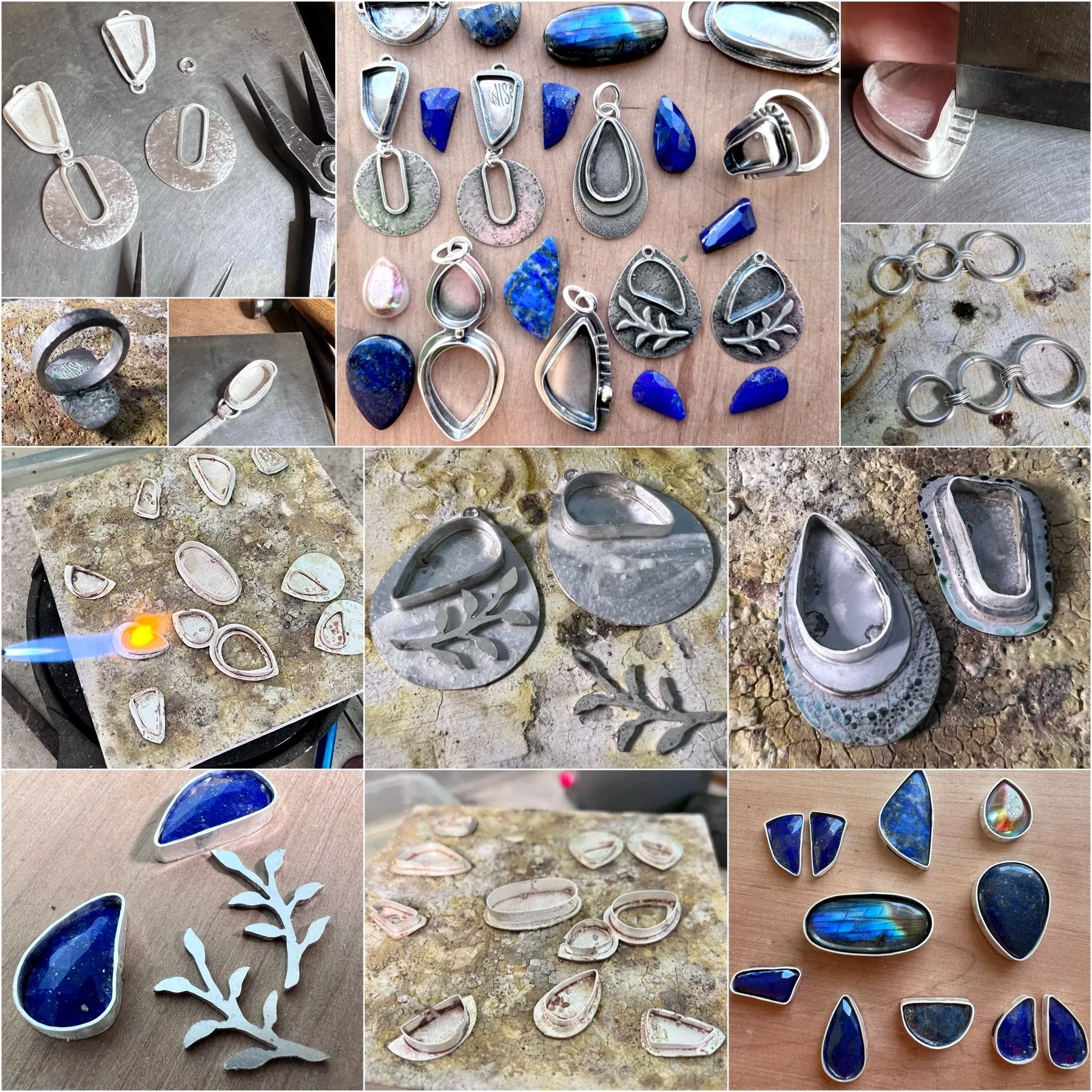 Sterling Silver Lapis Earrings Beaded