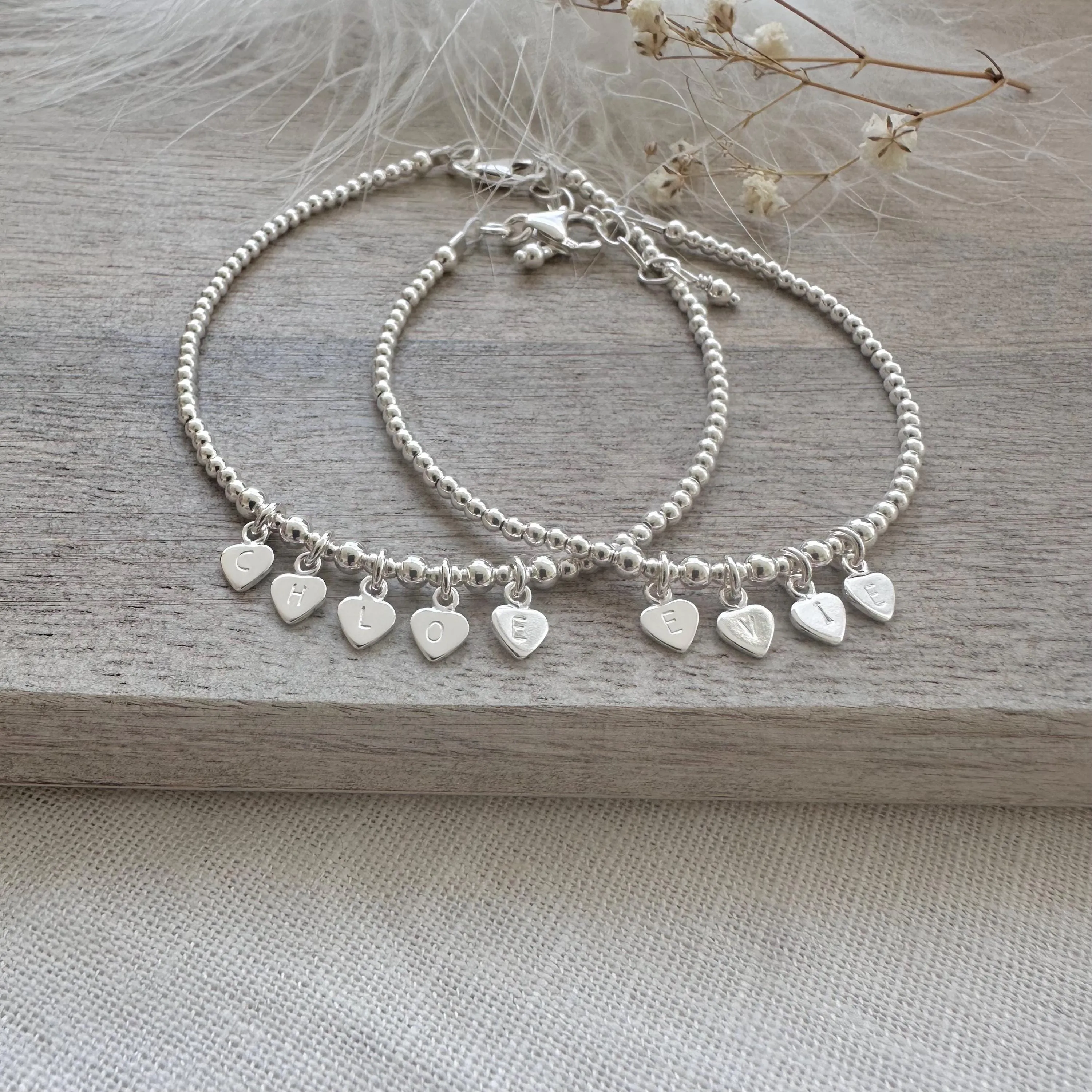 Sterling silver Name Bracelet, Delicate Personalised Jewellery Christmas Gifts for Her