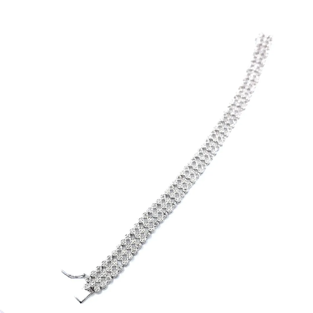 Sterling Silver Triple Row Diamond Accent Bracelet