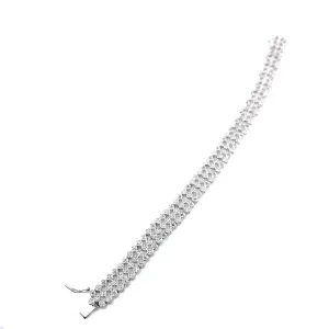 Sterling Silver Triple Row Diamond Accent Bracelet