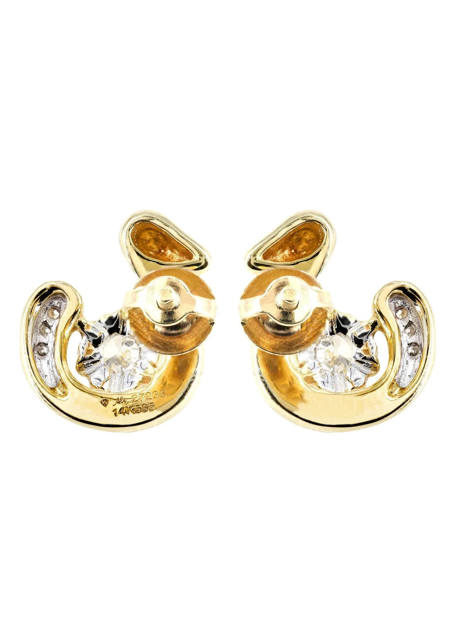 Swan Diamond Stud Earrings For Men | 14K Yellow Gold | 0.3 Carats
