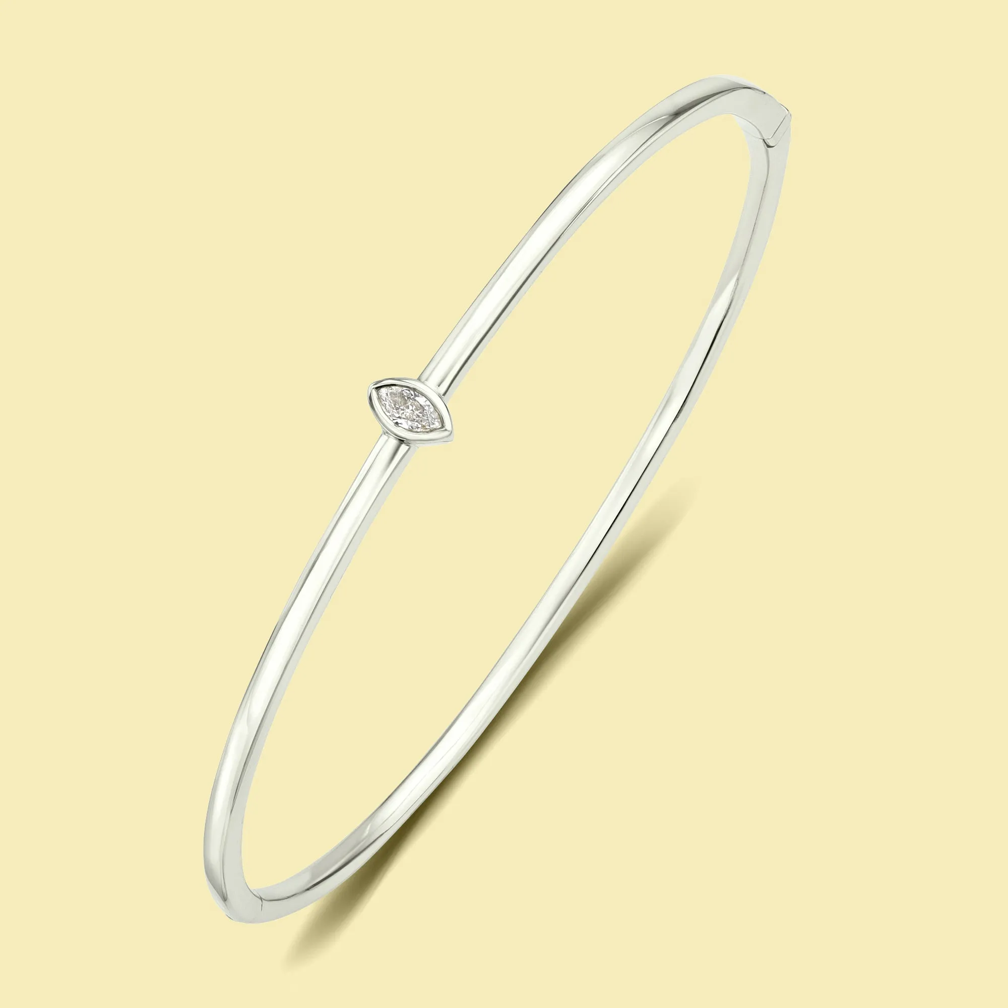 The Charlotte, Bezel Marquise Diamond Solitaire Bangle