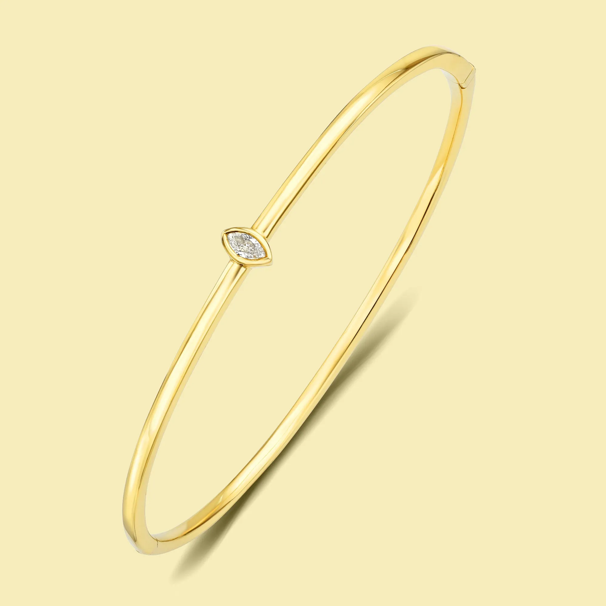 The Charlotte, Bezel Marquise Diamond Solitaire Bangle
