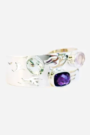 Three Stone Amethyst Bangle