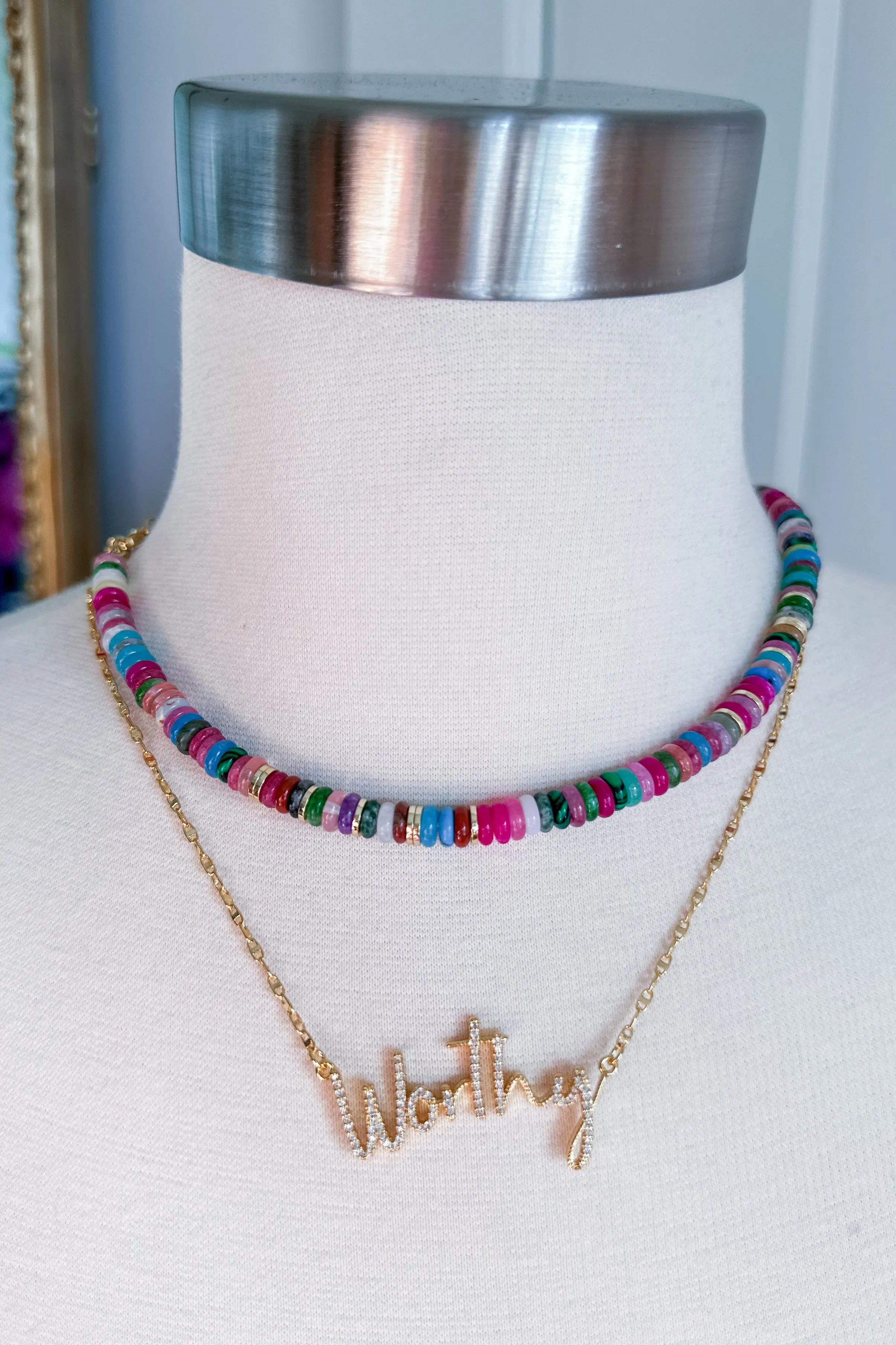 Treasure Jewels Rainbow Gold Gemstone Necklace