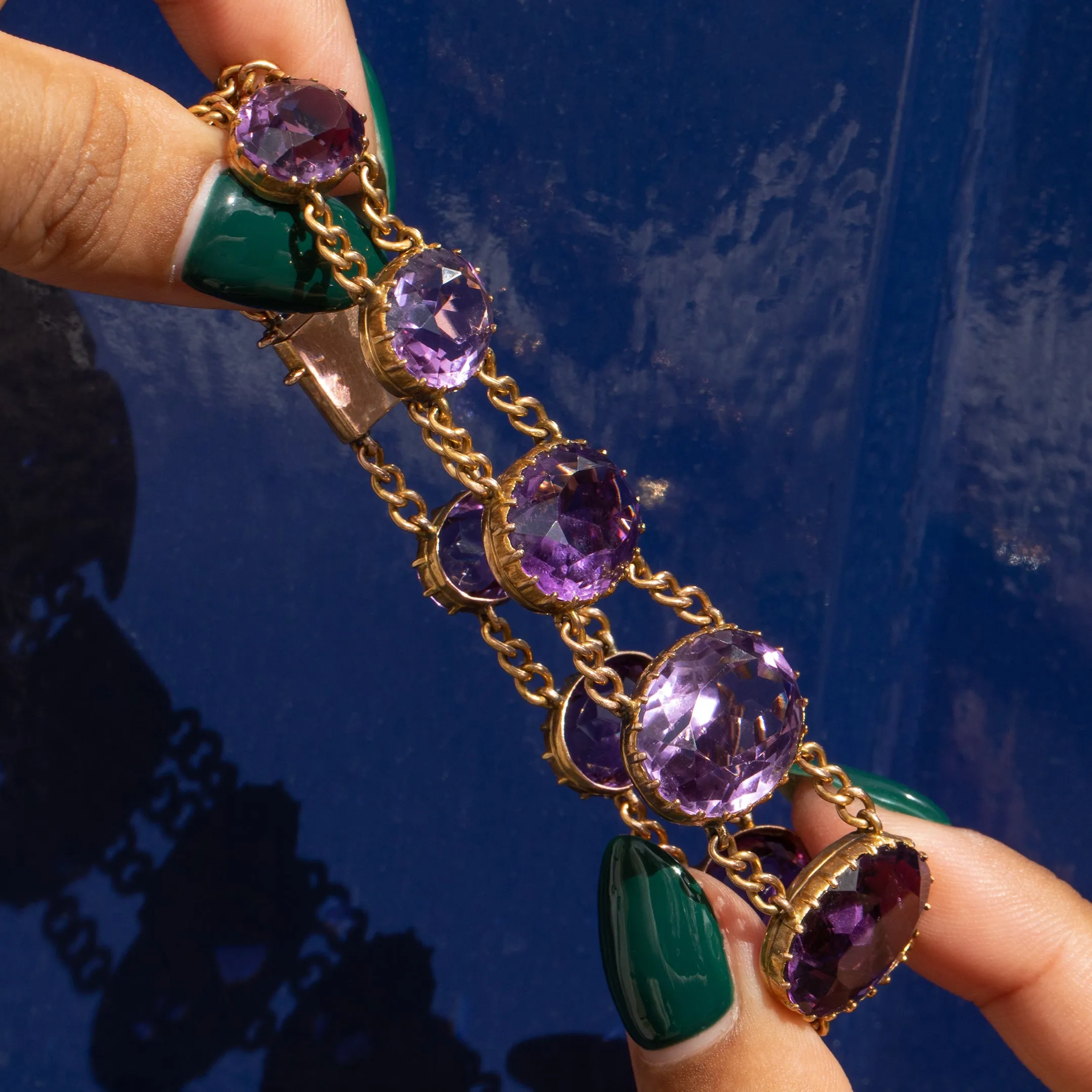 Victorian 9ct Gold Amethyst Bracelet, 47.24ct