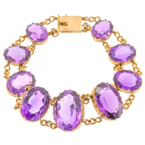 Victorian 9ct Gold Amethyst Bracelet, 47.24ct