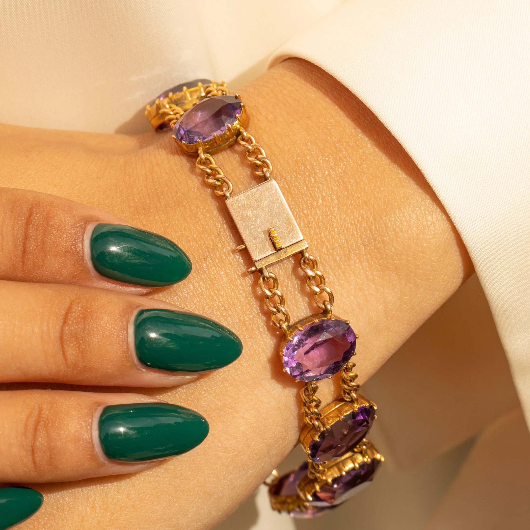 Victorian 9ct Gold Amethyst Bracelet, 47.24ct
