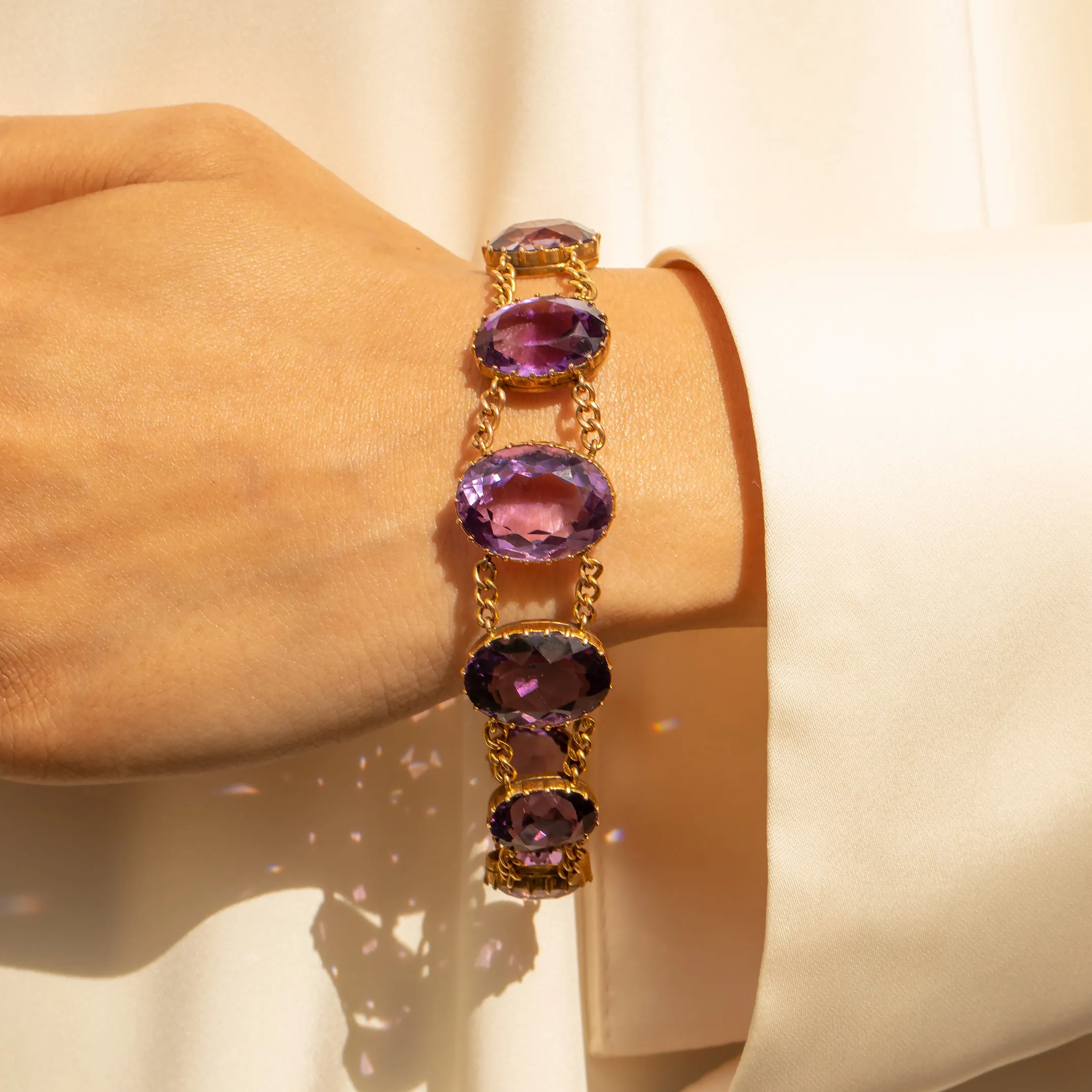 Victorian 9ct Gold Amethyst Bracelet, 47.24ct