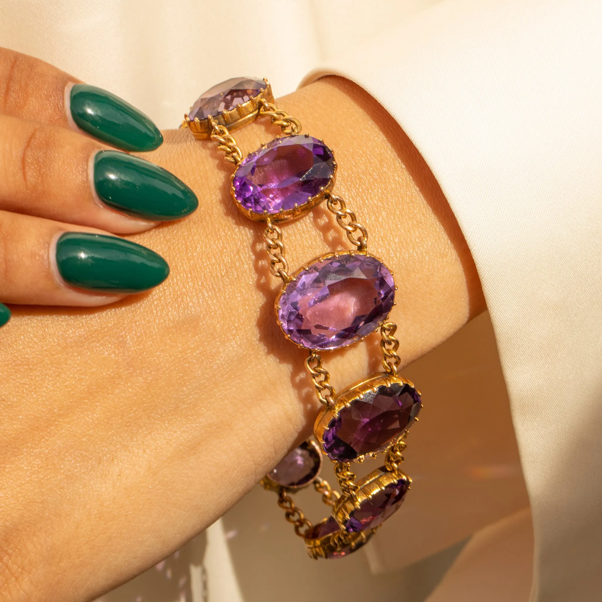 Victorian 9ct Gold Amethyst Bracelet, 47.24ct